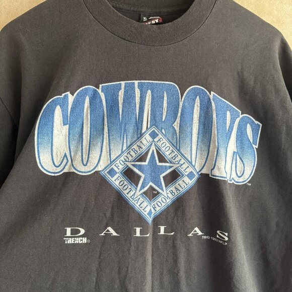 Vintage 1993 Trench Dallas Cowboys Soft Black T Shirt Size XL NFL Football - Picture 13 of 13